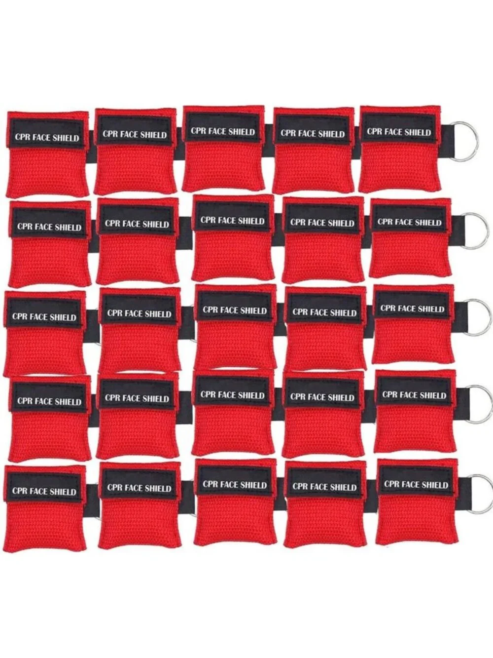 25pcs CPR Face Shield Masks Keychain for First Aid & CPR Training - Pocket Size